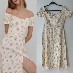 Reformation Canopy Floral Linen Midi Dress Size 8